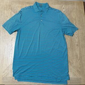 Peter Millar Summer Comfort Striped Performance Polo Blue Fish Competition Large